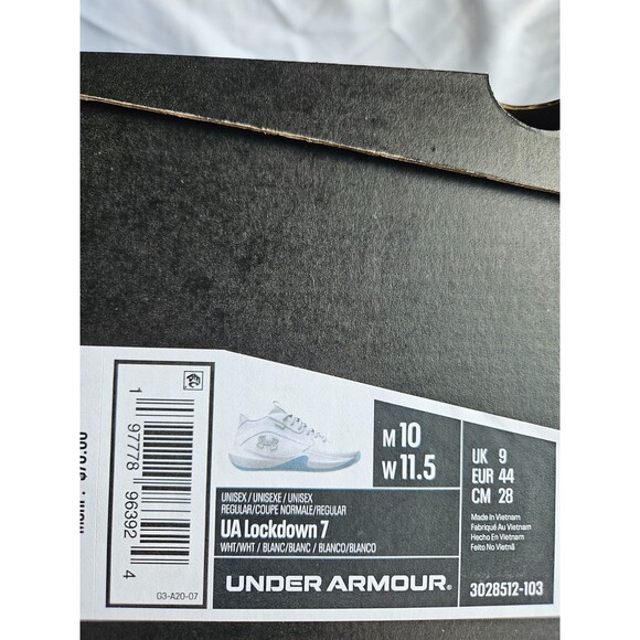 Under Armour Lockdown 7 White Silver Basketball Shoes Mens Size 10 Women 11.5 - Picture 12 of 12